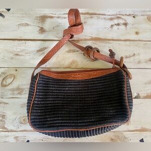 ARCHITECT vintage purse crossbody bag black brown woven leather trim unique boho